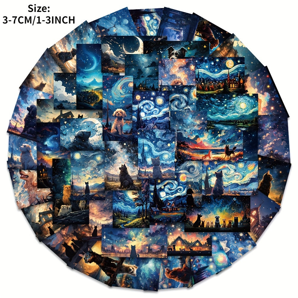 50pcs Starry Sky Graffiti Stickers for Laptop Helmet Water Cup Decoration