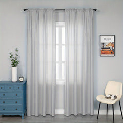 Velvet Sheer Rod Pocket Curtains - Privacy in Kitchen Bedroom Living Room