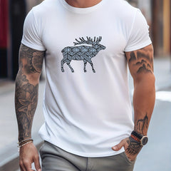 Men's Printed Leisure Sports T shirt Casual Stretch Round Neck Tee Shirt