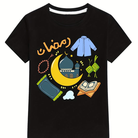 Kids Graphic Print Cotton T Shirt Summer Top Boys Girls
