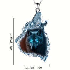 Ghost Wolf Necklace Crystal Pendant Punk Hip Hop Animal Gift