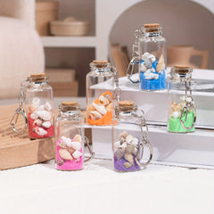 Colorful Sand Glass Wishing Bottle Keychain Lucky Charm Pendant