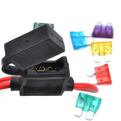 Waterproof Car Fuse Box Holder with 6 Fuses (5A/10A/15A/20A/25A/30A)