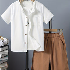 Boys Casual Outfit Short Sleeves Shirt & Shorts Summer Kids Clothes Sets