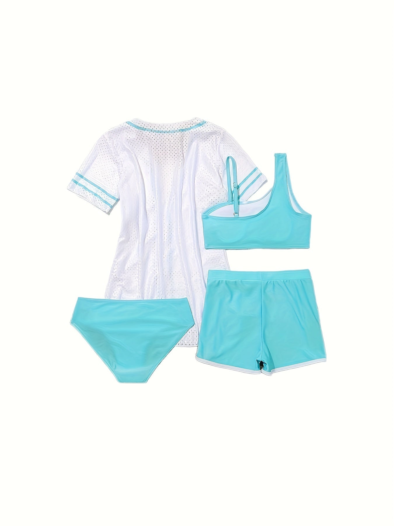 4pcs California Print Swimwear Set for Girls