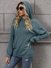 Solid Drop Shoulder Hoodie Long Sleeve Women's Sweatshirt