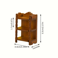 1:12 Scale Dollhouse Bedside Storage Shelf, Dark Brown Furniture