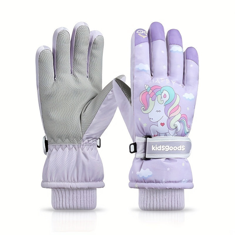 Kids Winter Snow Gloves Warm Windproof Skiing Gloves Boys Girls