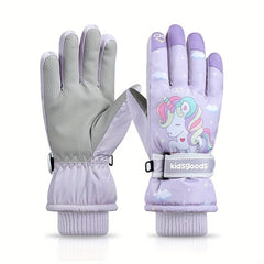 Kids Winter Snow Gloves Warm Windproof Skiing Gloves Boys Girls