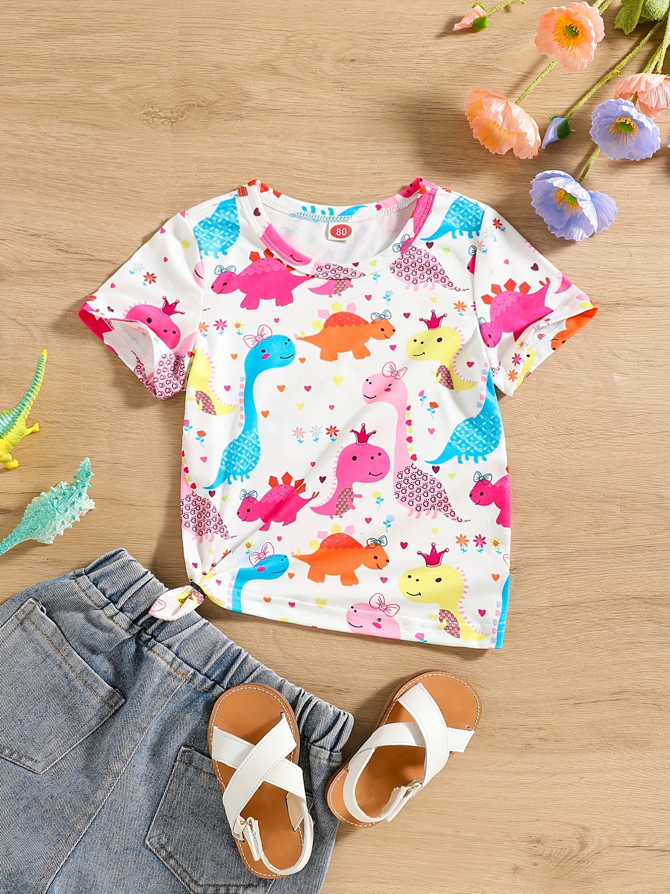 Baby Dinosaur Print Short Sleeve T Shirt