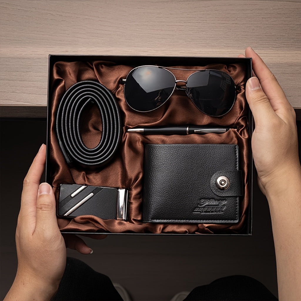 Men's Business Box Set with Glasses, Wallet, Pen, Belt & Buckle
