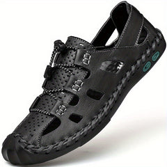 Men's Leather Closed Toe Sandals Summer Breathable Shoes