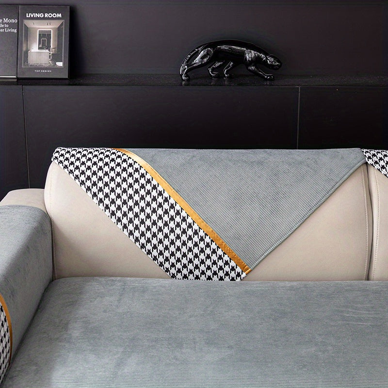 Short Plush Sofa Slipcover Modern Non slip Sofa Cover