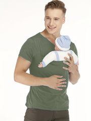 Men's Short Sleeve V Neck T Shirt With Kangaroo Pocket