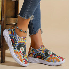 Women's Geometric Lace-up Mesh Sneakers for Running