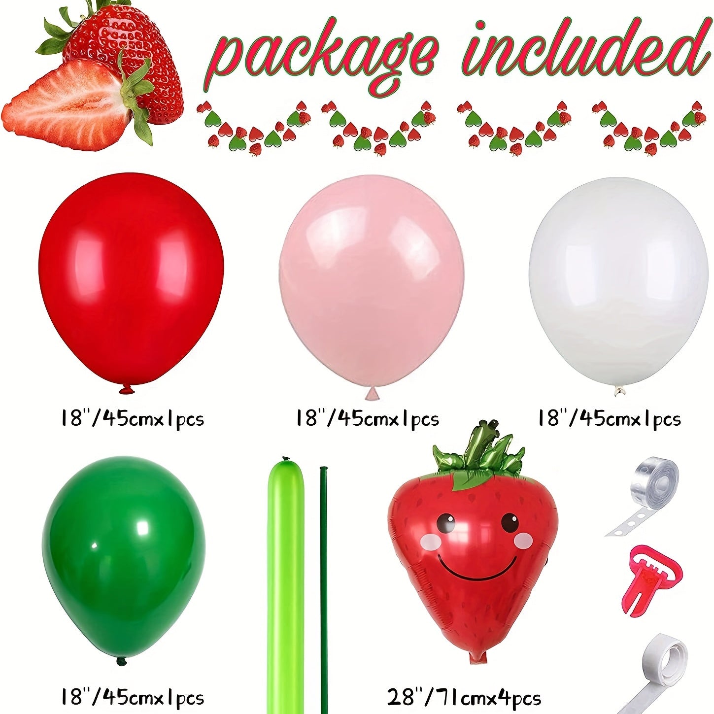 Strawberry Party Decoration Balloon Garland Set Girl Birthday Party Supplies