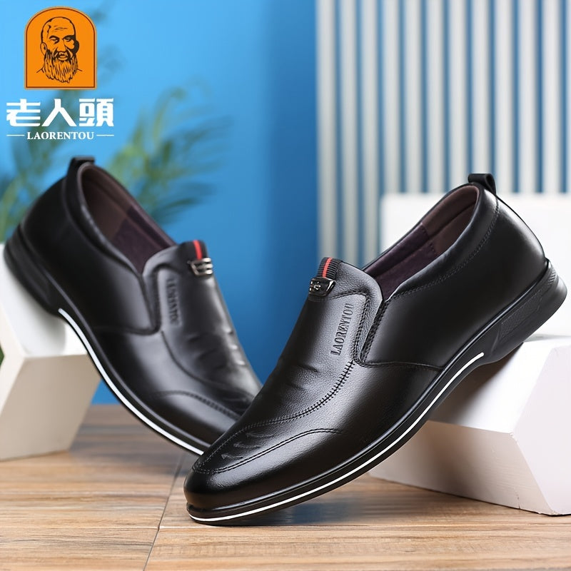LAORENTOU Men's Leather Oxford Shoes Slip On Dress Shoes For Wedding Business