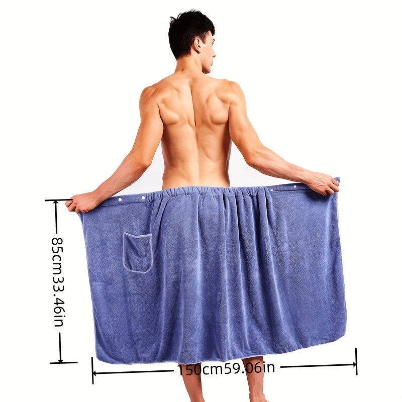 Soft Men's Bath Towel with Pocket Sauna Skirt for Shower and Bathing