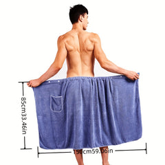 Soft Men's Bath Towel with Pocket Sauna Skirt for Shower and Bathing
