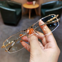 Golden Wire Half Frame Glasses for Men
