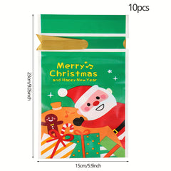 10pcs Santa Claus Drawstring Gift Bag Candy Bag for Christmas Decorations