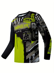 Men's Graffiti Pattern Long Sleeve Motorcycle Off road T shirt Quick Drying