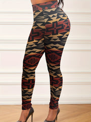 Colorblock Geometric Print Plus Size Leggings