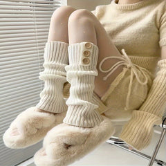 Buttons Decor Leg Warmers All match Knitted Socks