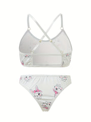 Dinosaur Print Sexy Lingerie Set Women's Plus Medium Stretch