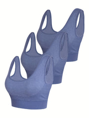 3 Pack Plus Size Striped Seamless Sports Bras Set