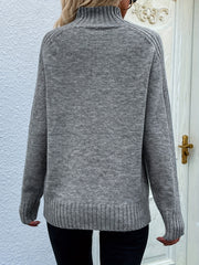 Solid Turtleneck Pullover Sweater Casual Long Sleeve Sweater