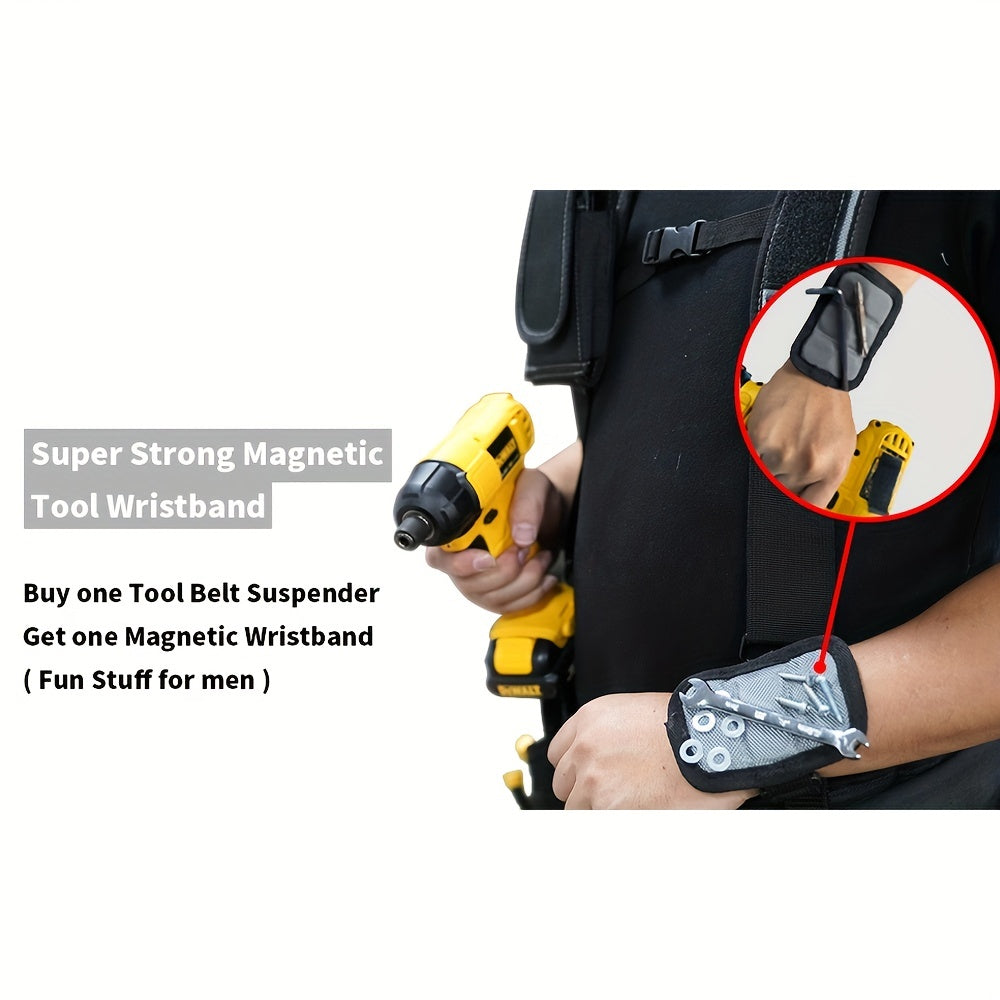 Magnetic Tool Belt Suspenders With Phone Holder
