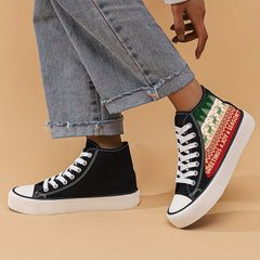 Christmas Chunky Canvas Sneakers High Top Skate Shoes