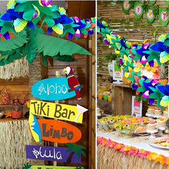 Colorful Paper Hibiscus Wreath For Hawaiian Parties