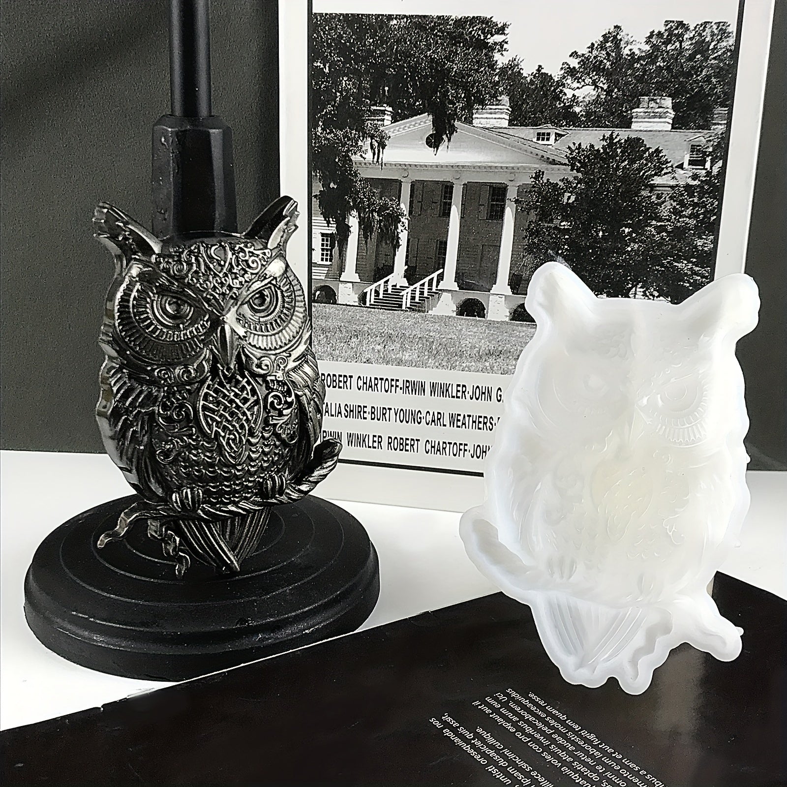 3D Owl Silicone Mold Large Animals Statue Epoxy Mould