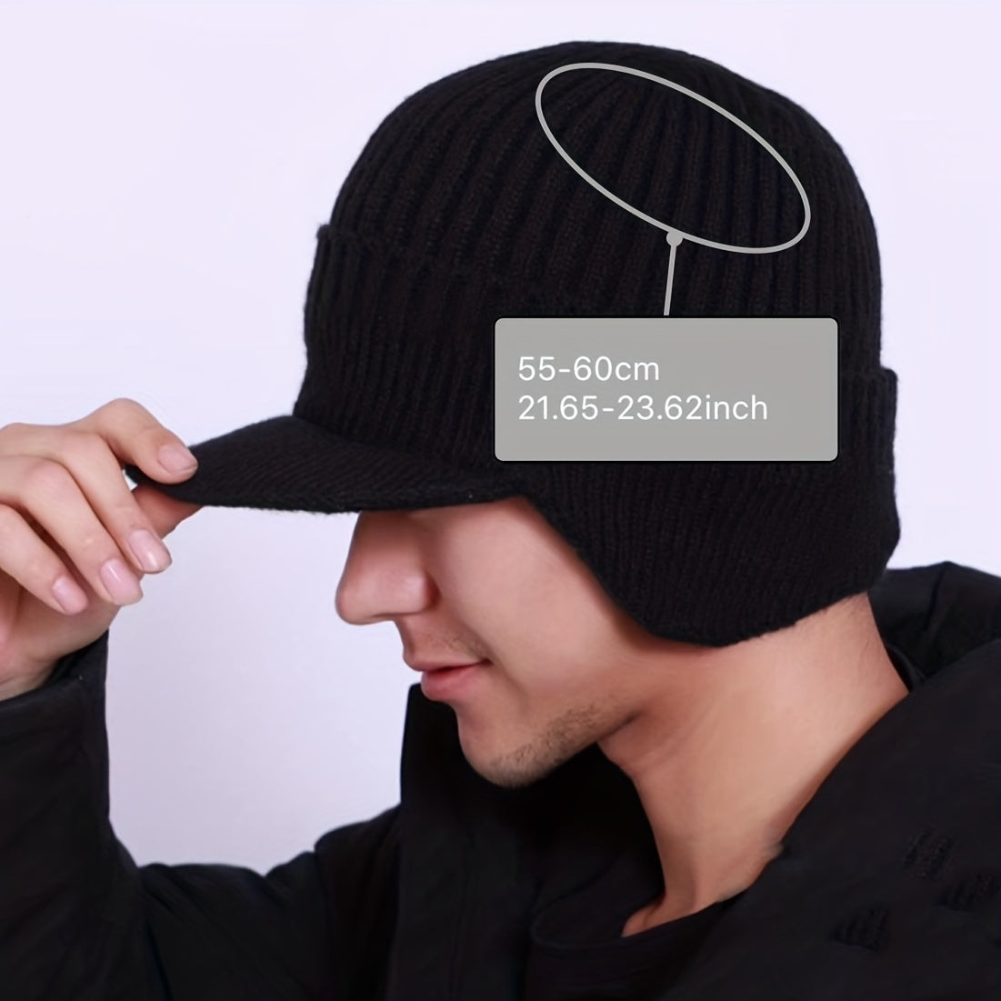 Men's Thick Wool Baseball Cap - Warm Knitted With Brim