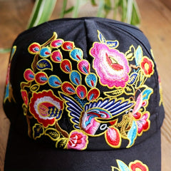 Peacock Embroidery Baseball Cap Boho Sunscreen Dad Hats Vintage Adjustable
