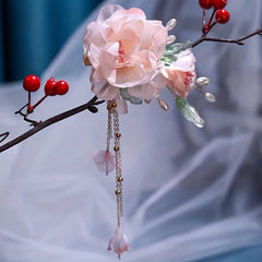 Silk Flower Headband Hair Clip Tassel Pair Clip Ladies Hair Accessories