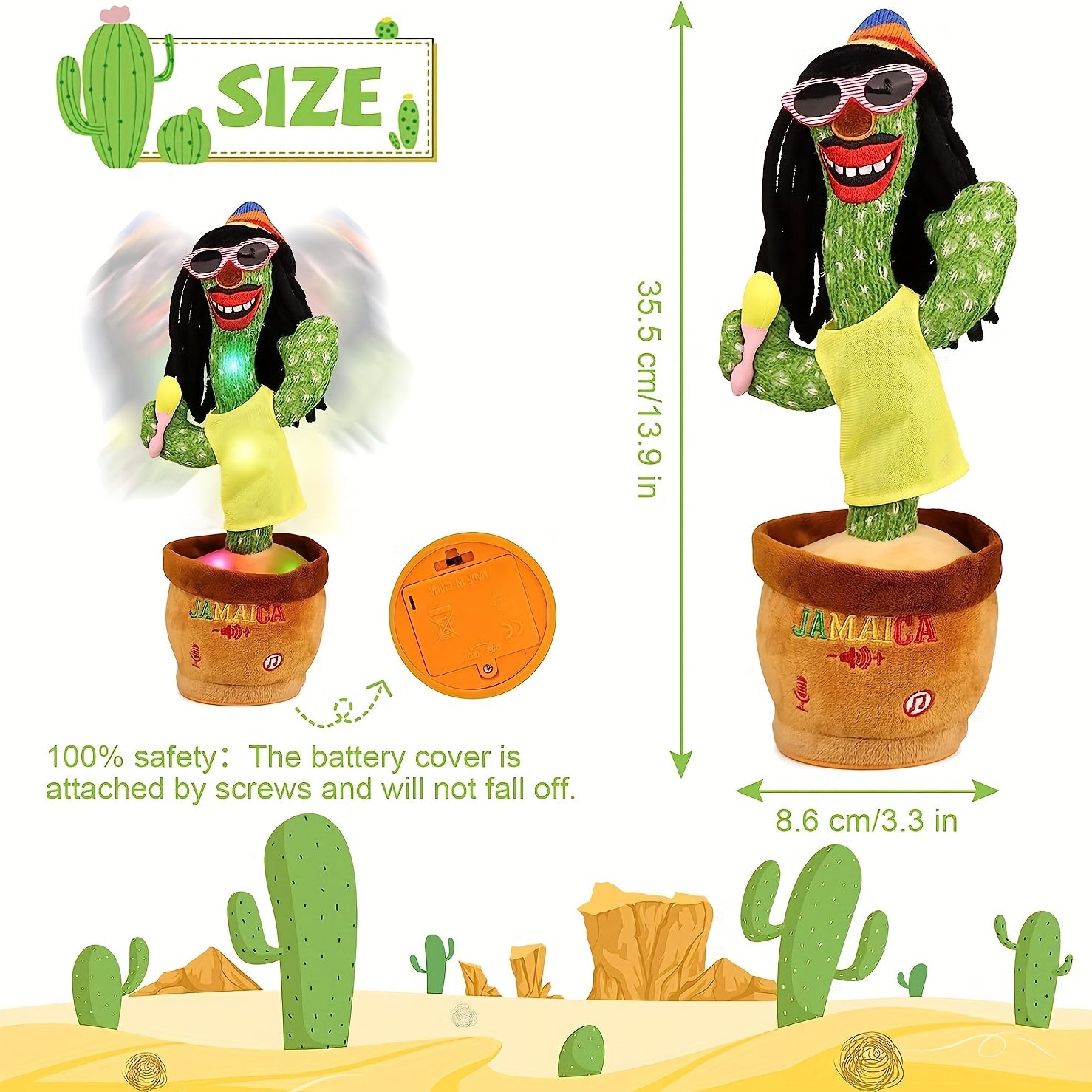 Talking Cactus Plush Toy with Repeat Record Sing Dance Feature for Kids