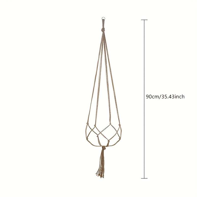 Retro Hanging Basket Manual Flower Pot Mesh Bag Woven Home Decoration