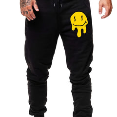 Men's Cartoon Smile Face Print Joggers Pants with Pockets