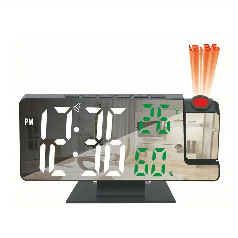 Multifunctional Digital Alarm Clock Projection LED Screen USB Charging
