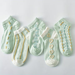 5 Pairs 3D Textured Low Cut Socks Women's Stockings