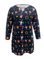 Christmas Dress Women's Plus Allover Print