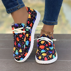 Women's Outdoor Skateboard Shoes with Heart Pattern and Polka Dot Decoration