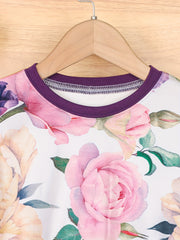 Autumn Vintage Flower Print Set Long Sleeve Sweatshirt Pants For Baby Girls