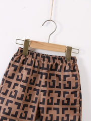 Boys Geometric Pattern Shirt & Shorts Set for Summer