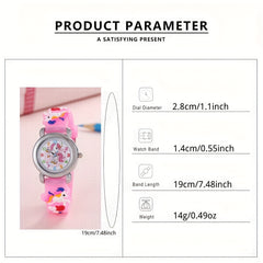 Kids Cartoon Wrist Watch Colorful PVC Strap Quartz Movement