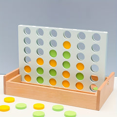 Wooden Connect 4 Classic Grid Row Game for 2 Players - Kids & Adults