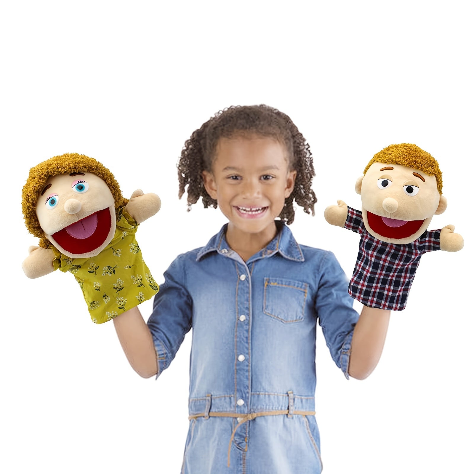 DDEMSMOE Family Hand Puppets - Ethnic Plush Soft Puppets for Kids Role Play